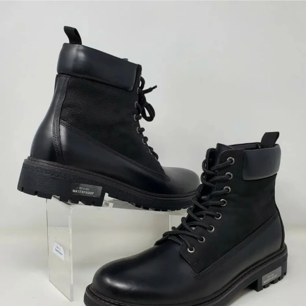 Blondo Men's Waterproof Ankle Boots Black  Lace Up B1172 014 Size 9 New